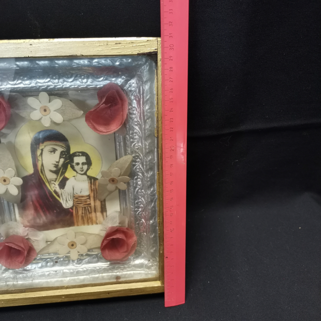 Икона Казанской Божией Матери", в окладе, размер полотна 27,5х22,5 см. Картинка 6